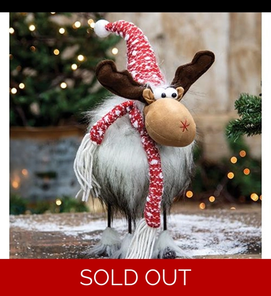 Plush Furry Wobble Moose W/Hat